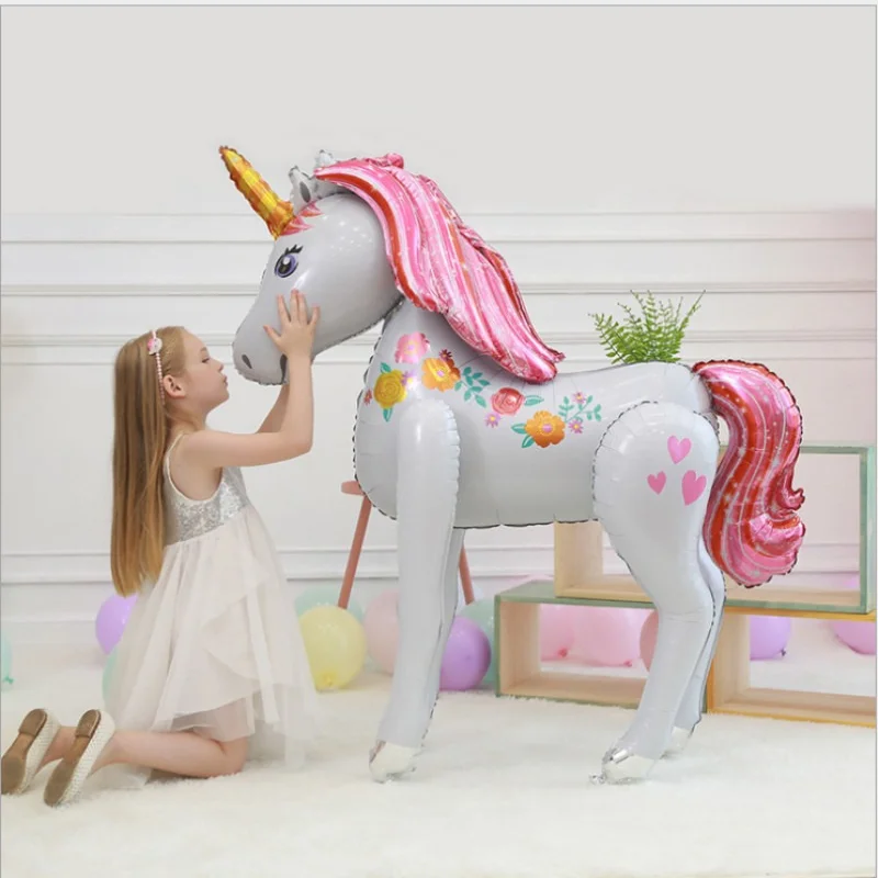 

Large 3D Unicorn Balloon Cartoon Animal Aluminum Foil Decoration Balloon Children's Birthday Party Wedding Stage Horse Balloon