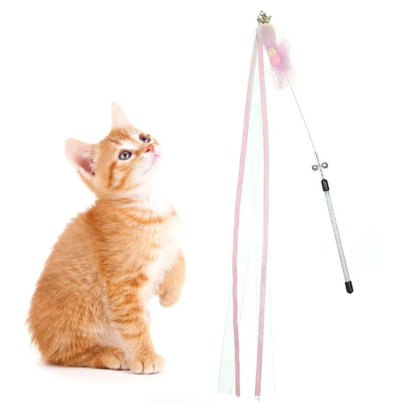 

1 pcs Pet Cat Interactive Toys Funny Cat Rod Creative Ribbon Teaser Wand Interactive Toys Stick Cat Training Supplies