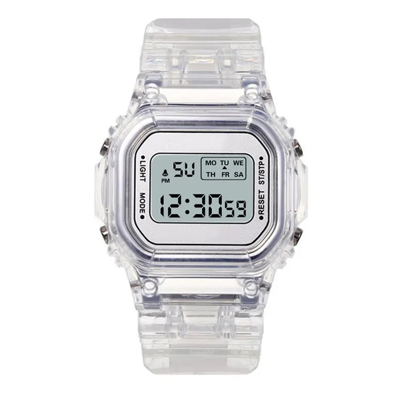 

Electronic Watches for Women Men Rose Gold Silicone Strap Transparent Dress LED Digital Wristwatch Sport Clock Relogio Feminino