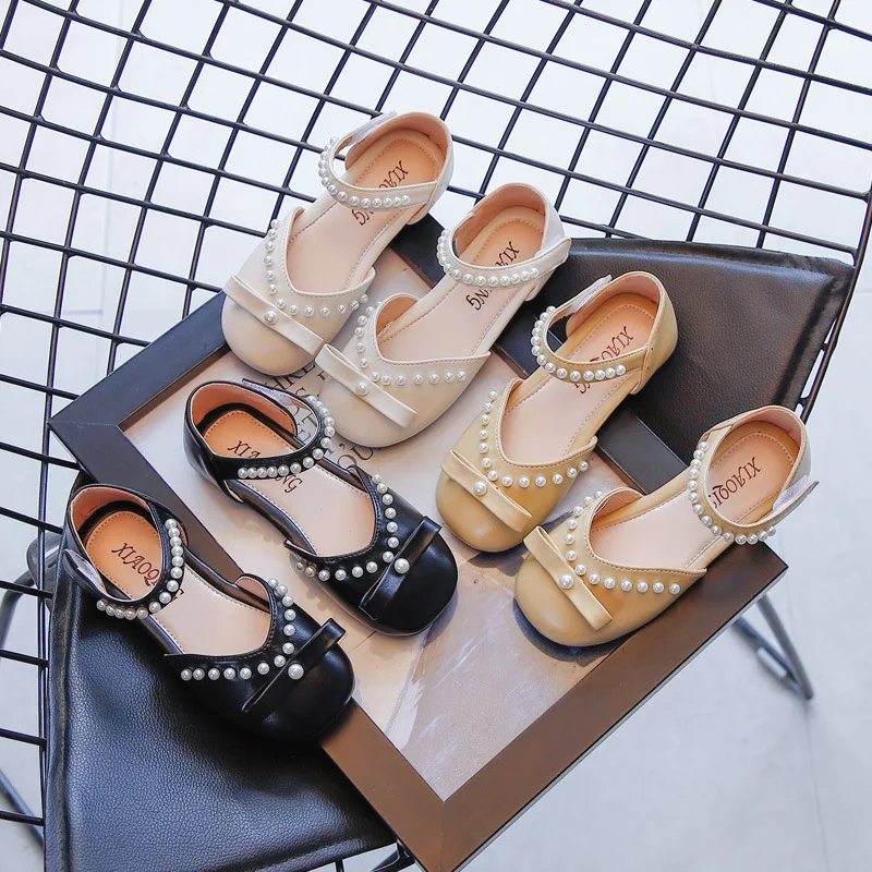 

Children's Pu Leather Shoes 2021 Girl's Bow Princess Shoes Kids Sandals Soft Shoes