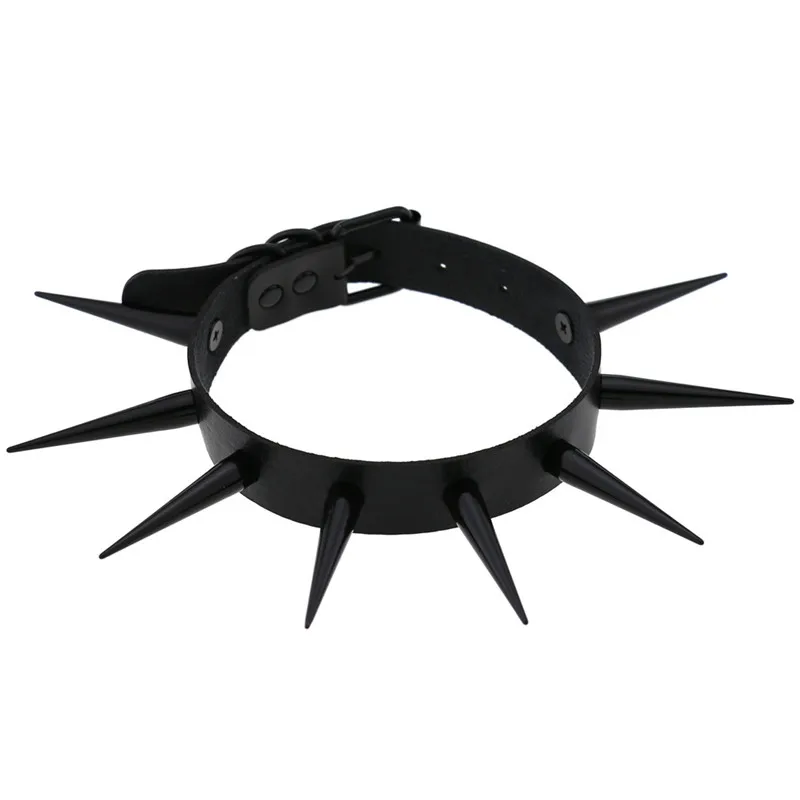 

Punk Black Rivets Choker PU Leather Collar Necklace Women Men Big Long Spike Chocker Gothic Chunky Necklaces Goth Jewelry Gifts
