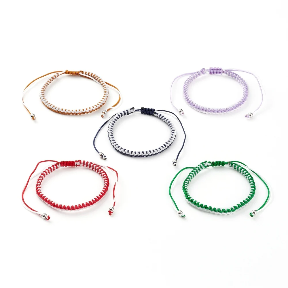 

30pcs Handmade Rope Adjustable Nylon Cord Braided Bead Bracelets Brass Round Beads for Men Women Jewelry Gift Cuff Jewelry
