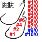 20 шт., рыболовные крючки с широким зазором, рукоятка джига, большие, крючки на окуня, черные, из высокоуглеродистой стали, кренк с бородкой, для мягкой рыболовной приманки