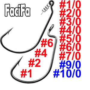 20 шт., рыболовные крючки с широким зазором, рукоятка джига, большие, крючки на окуня, черные, из высокоуглеродистой стали, кренк с бородкой, для мягкой рыболовной приманки