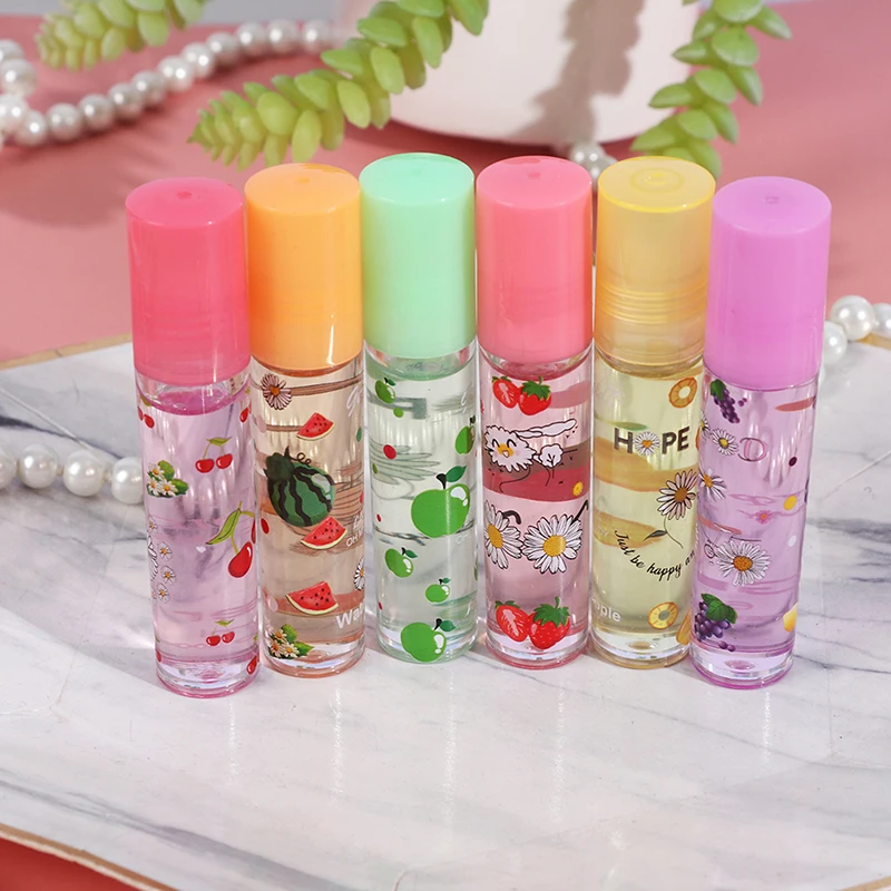 

[Random Color] Lip Moisturizing 6 Color Roll-On Fruit Lip Balm Lip Oil Moisturizing Mirror Lip Gloss Transparent Lipstick Primer