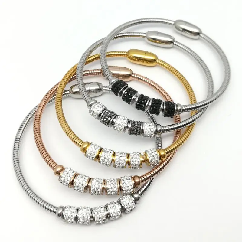 

2020 New Arrival Bracelet Wedding Jewelry Accessories Fashion Snake Bone Chain with Crystal Beads Magnetic Bracelets Bangle