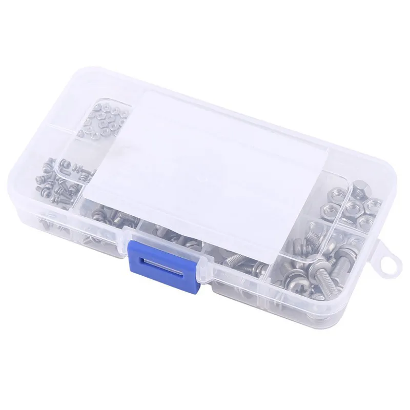 160 pcs M2 M2.5 M3 M4 M5 304 Stainless Steel Pan Head Screws Nuts Assortment Kit with Storage Box |