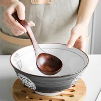 kitchen wooden rice soup spoon long handle scoop home dinnerware cooking accessories round head tableware spoons cutlery