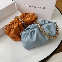 gold chain soft pu leather bag for women 2020 summer armpit bag lady shoulder handbags female solid color travel hand bag