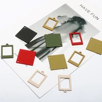 geometric hollow square piece polished rubber paint color simple pendant diy handmade jewelry earrings fittings materials 10pcs