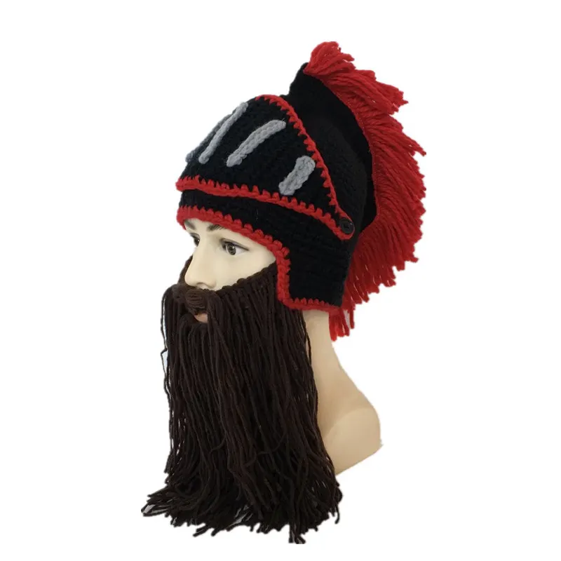 Осенне зимняя шерстяная шапка для взрослых Римский рыцарь воин вязаная крючком