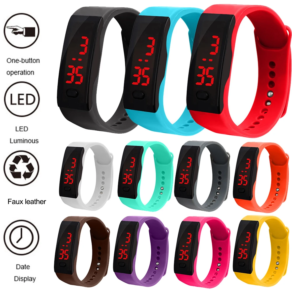 Детские наручные часы Новые светодиодные цифровые браслет Дети Спорт на