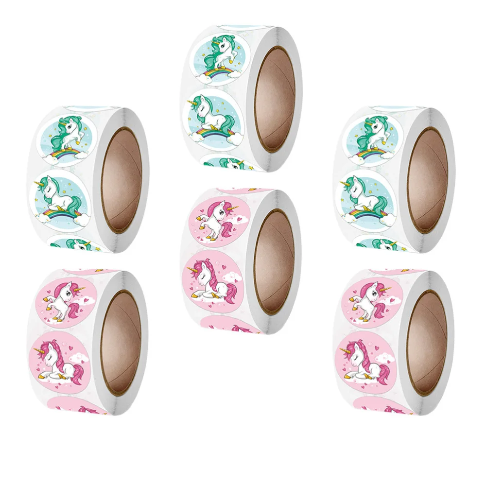 

6 Rolls Unicorn Shaped Patter Sealing Stickers Gift Box Stickers (Assorted Color)