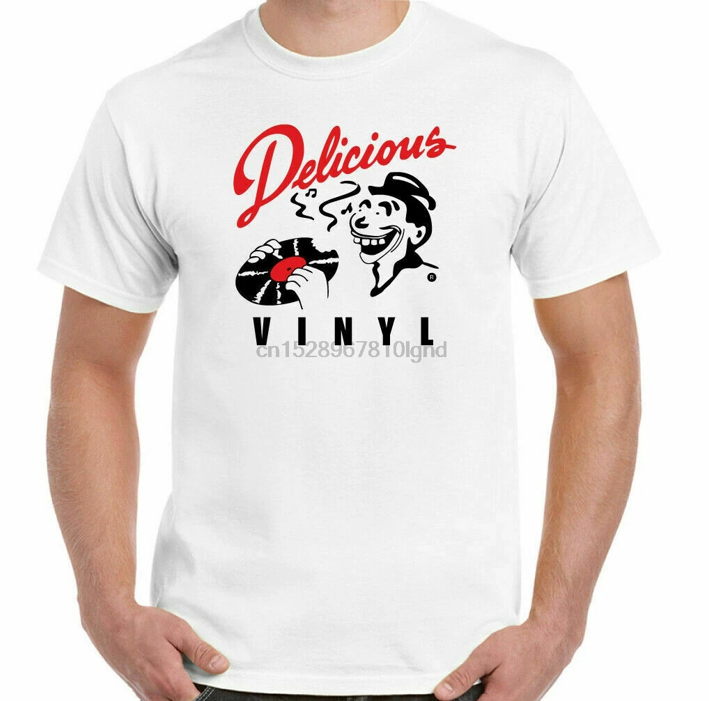 Delicious Vinyl T-Shirt Mens Retro Record Label Tee Music 80S 90S Cool Logo |