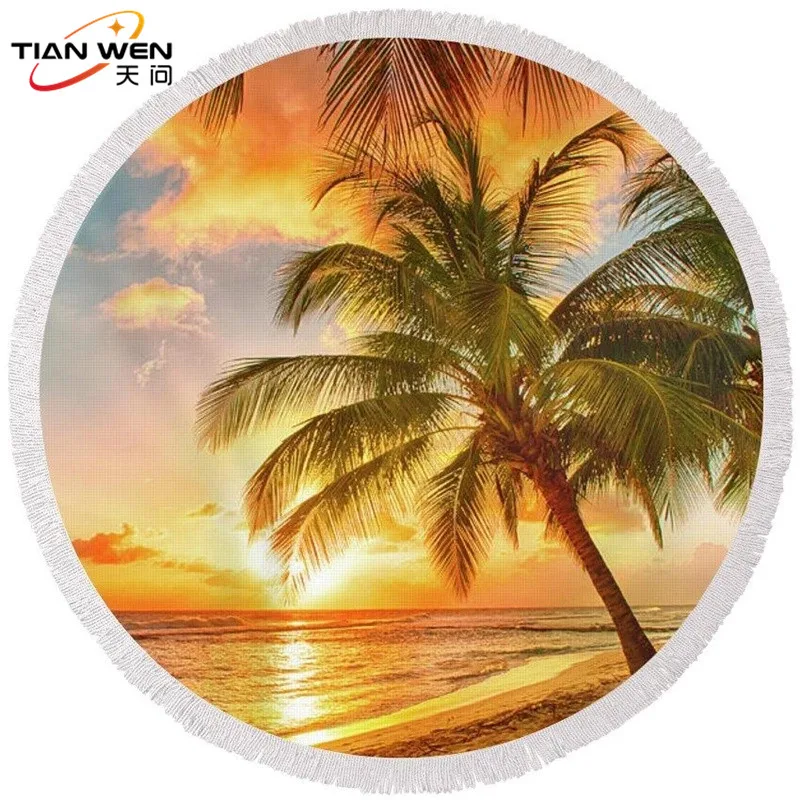 Летнее пляжное полотенце из микрофибры с кисточками в виде индийского цветка