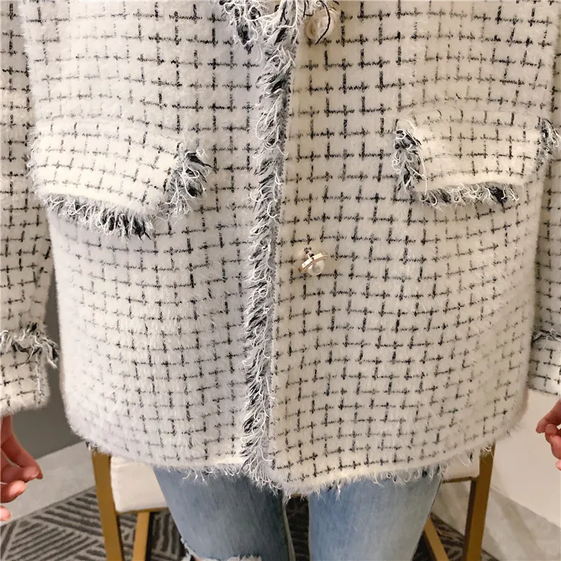 

Lugentolo Cardigan Sweater Women Imitation Mink Velvet Knit Korean Version Loose Autumn Winter New Long Sleeve Girls Sweaters