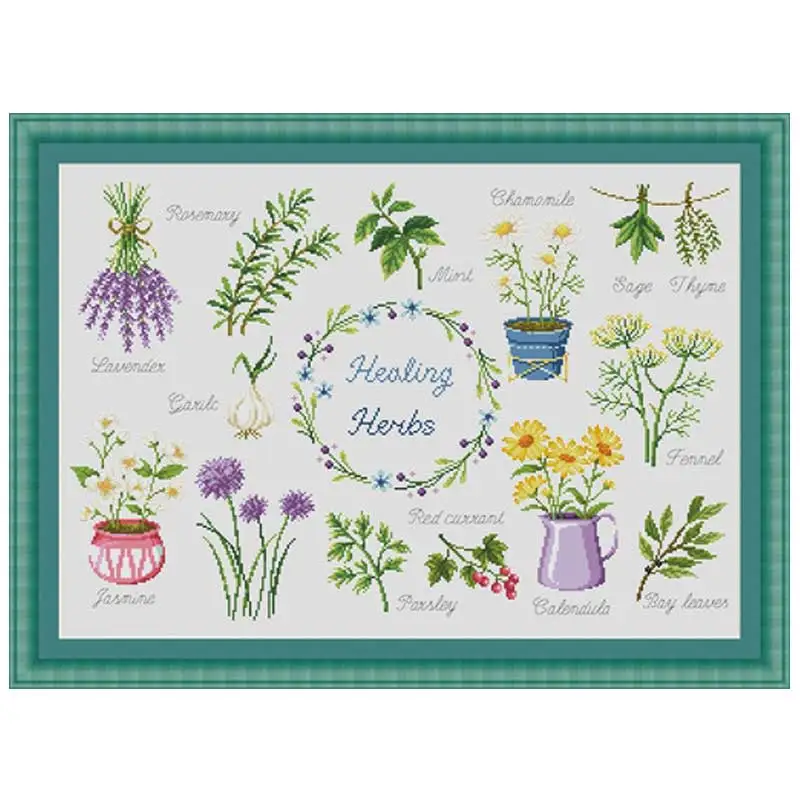 

Healing herbs plant patterns Counted Cross Stitch 11CT 14CT 18CT DIY Cross Stitch Kits Embroidery Needlework Sets home decor