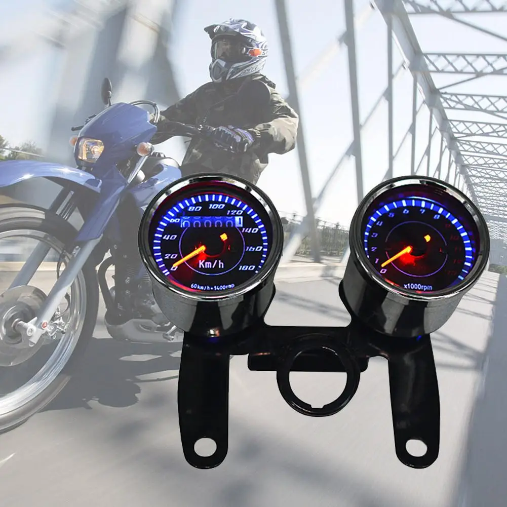 

Universal Motorcycle Black LED Tachometer Km/h Tachometer Motorcycle Odometer with Upgrade Bracket for Motorcycle Accessories
