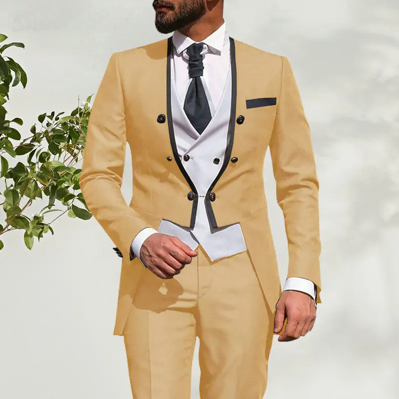 

Wedding Suit For Men Custom Made 2021 Morning Dinner Party Tailcoat 3 Piece Men Slim Fit Suit Royal Blue Groom Tuxedo Bridegroom