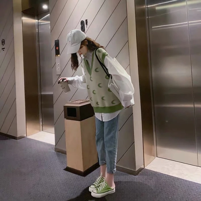 Женский вязаный жилет большого размера свободная верхняя одежда без рукавов с