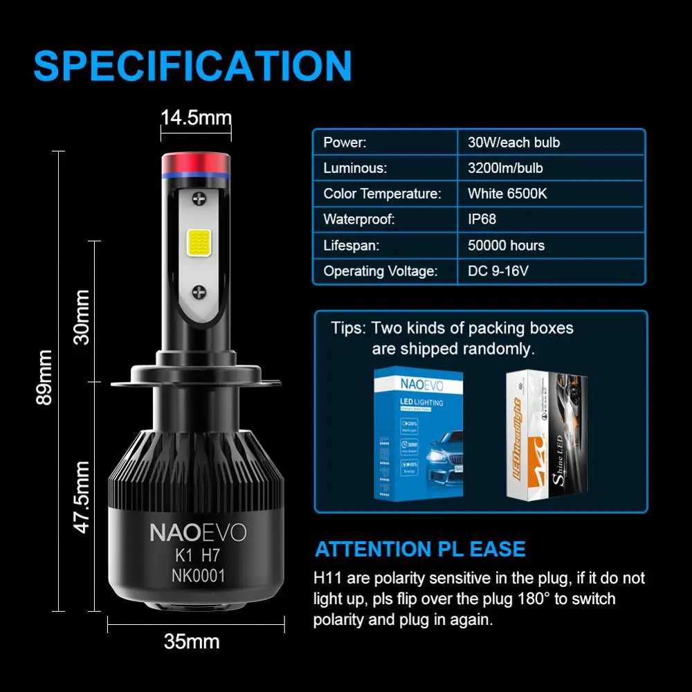 Автомобильные противотуманные фары NAO H7 H4 H11 LED W5W H3 HB4 H8 HB3 H9 H11B H13 автомобильные