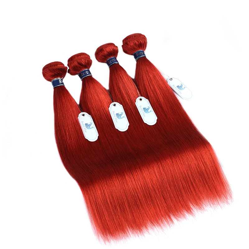 Remy синие волосы бордовые пучки с закрытием прямые бразильские 4 пучка красные