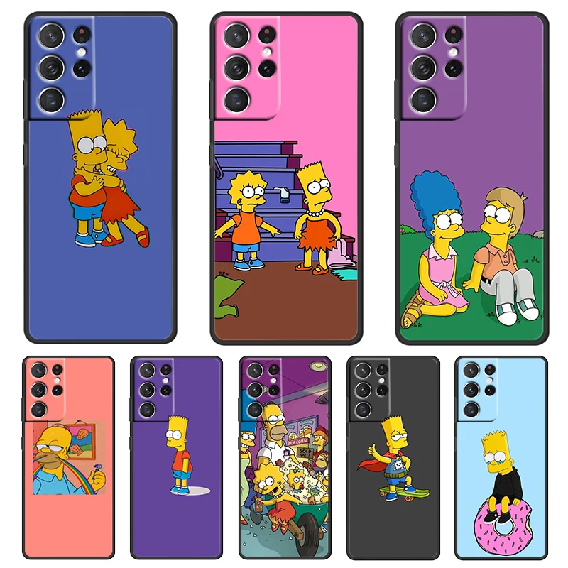 

Simpsons family warm For Samsung Galaxy S22 S21 S20 FE Ultra S10 S9 S8 S7 S6 Plus 5G Silicone Soft Black Phone Case