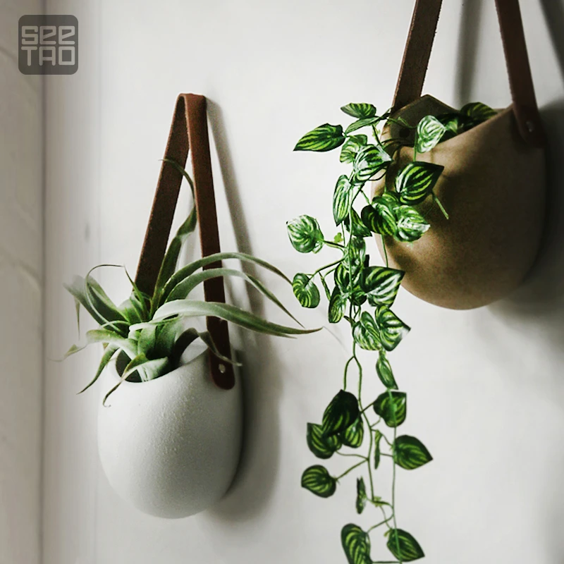 

Nordic ceramic vase pendant creative wall hydroponic simple hanging basket artificial flower home decoration accessories