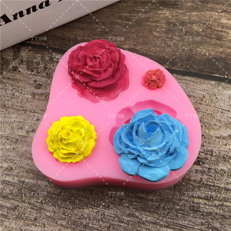 4 держать цветок силиконовый в форме розы помадка мыло 3D форма для торта