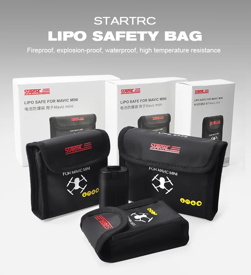 

STARTRC Lipo сумка для аккумулятора Взрывозащищенная безопасная сумка для хранения огнеупорная Защитная сумка для DJI Mini 2 RC аксессуары для аккумулятора автомобиля лодки