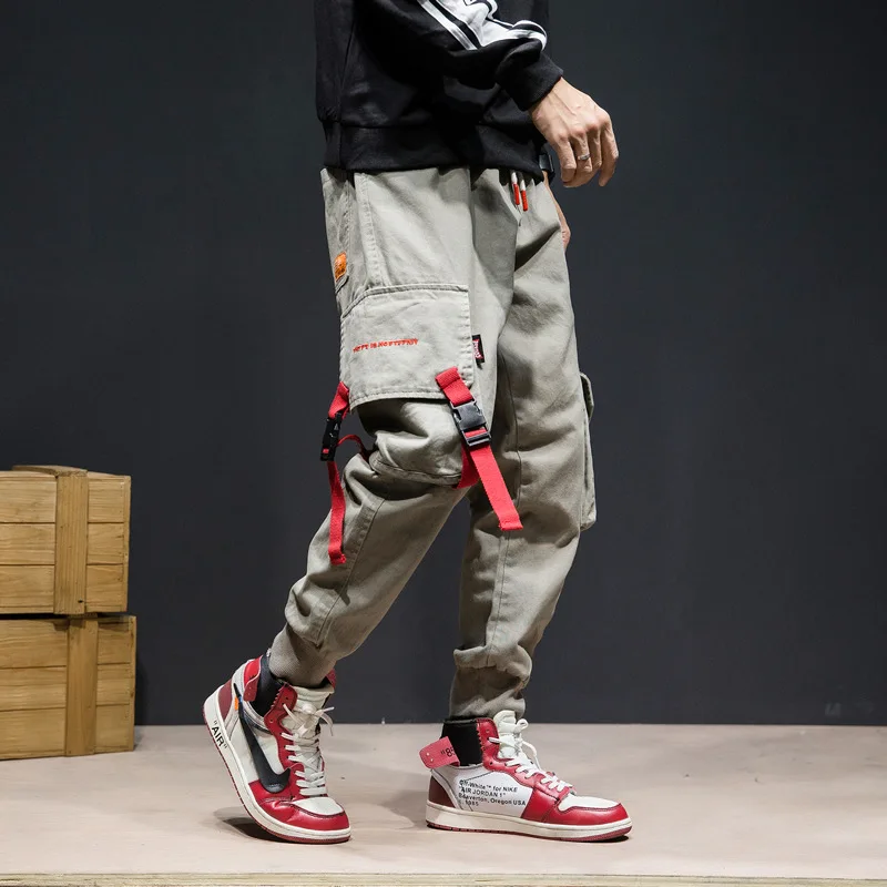 

Hip Hip Streetwear Men's Joggers Ankle-Length Pants 2021 Men Cotton Pant Trousers Elastic Waist Pant Men HJ027