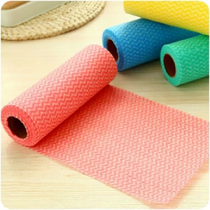 50 Pieces Roll Non-woven Disposable Wipes Kitchen Cleaning Thicken Wave Pattern Dish Towels Rag Non-stick Oil Scouring Pad