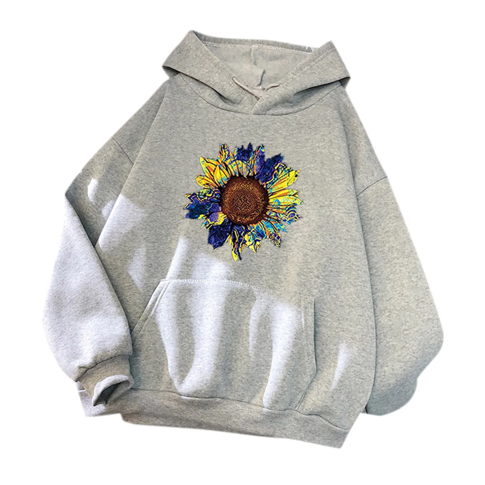 59# Oversized Hoodies Women Blouses Bottoming Hooded Long Sleeve Tops Loose Flower Printed Sweatshirt Girl Pullover Blouse