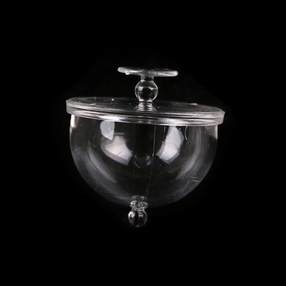 

Newest 1/12 Scale Dollhouse Miniature Clear Dessert Snack Can Pot with Lid for 12th Dolls House Accessories 3CM