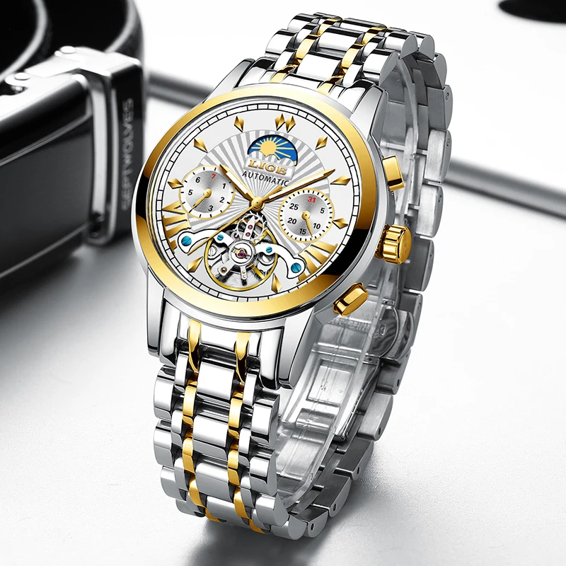 

Mens Watches LIGE Automatic Mechanical Watch Men Full Steel Waterproof Clock Top Luxury Brand Business Watch Relogio Masculino