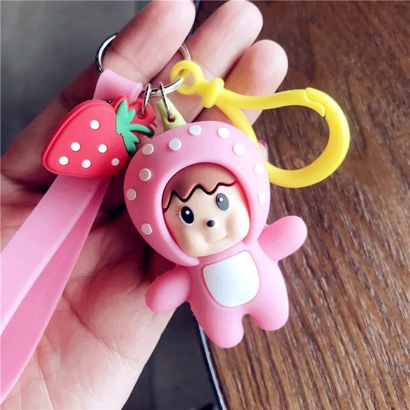

Creative Fruit Person Keychain Lovely Fashion Doll Backpack Package Bag Car Key Accessories Pendant Decoration Keyring Fine Gift