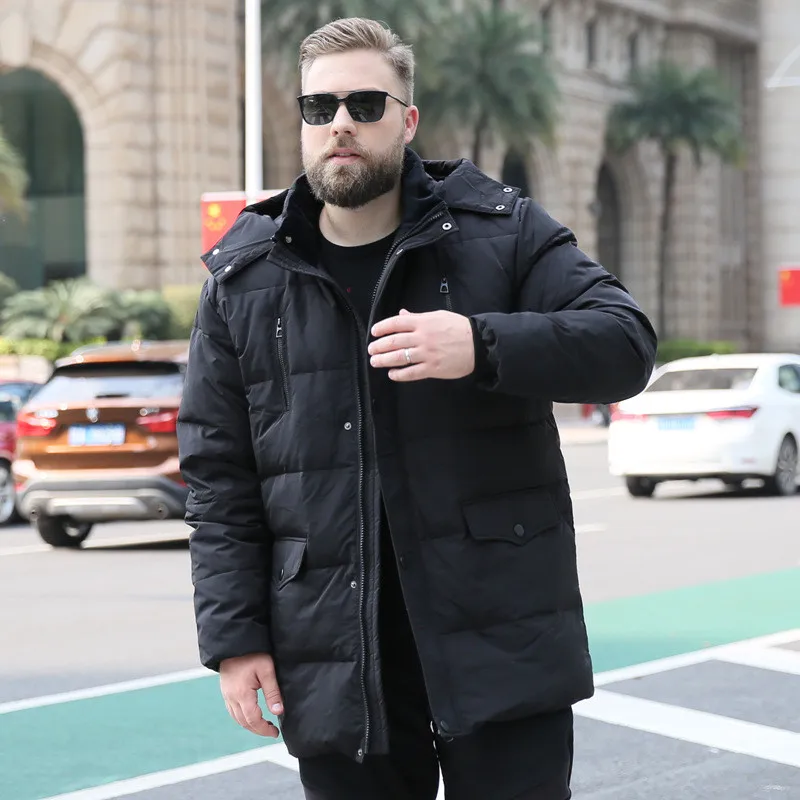 Мужская зимняя куртка большого размера 9XL 10XL с капюшоном парка Теплая Куртка на груди с двойным карманом на молнии зеленая куртка - Цвет: Black