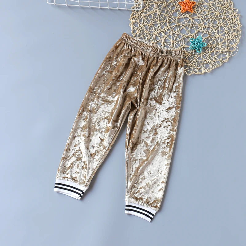 

Girls Clothes Spring Toddler Girl Clothes Long Sleeve Gold Velvet Sports Solid Top + Pants 2Pcs Suits Baby Clothes Kids Clothes