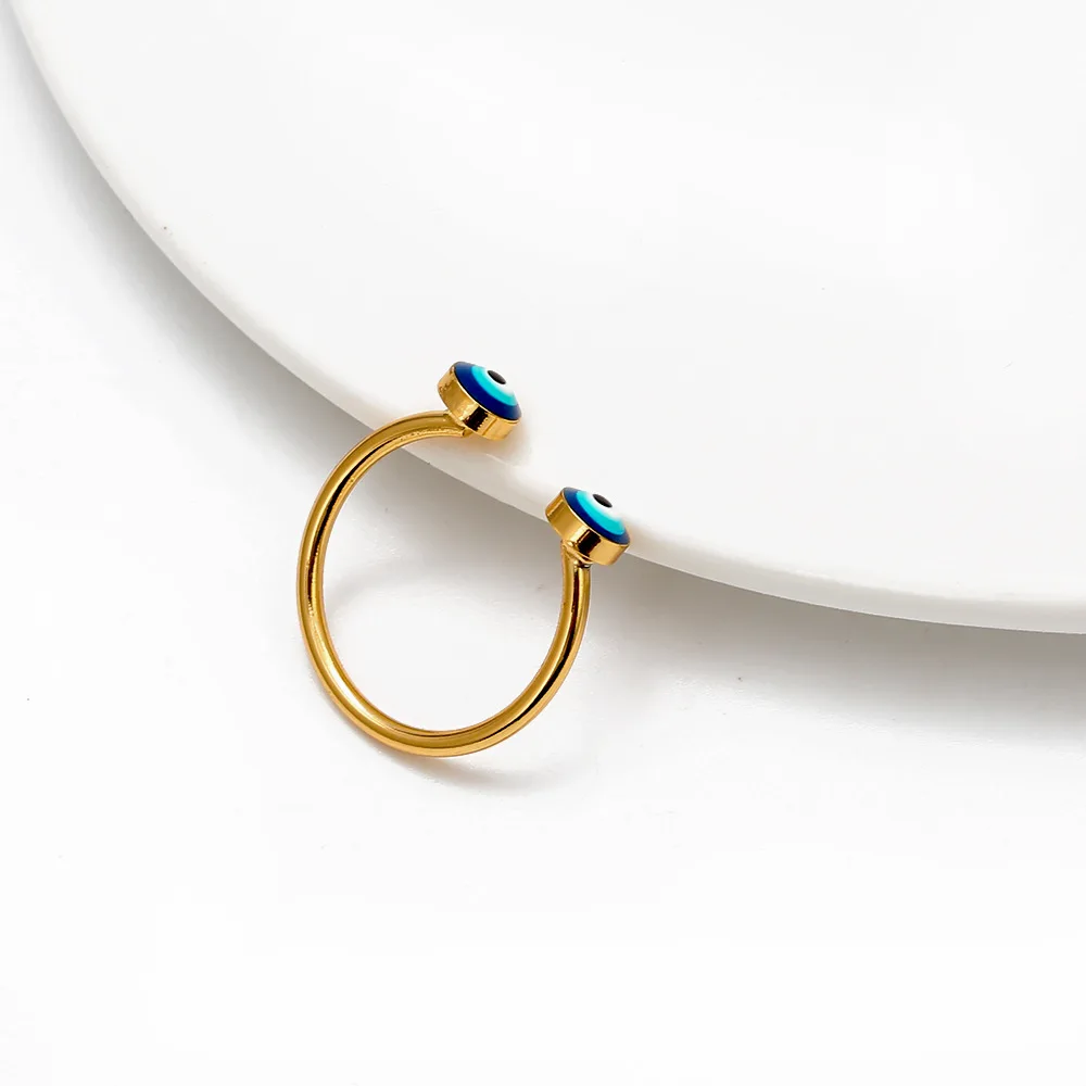 Новинка синяя эмаль простое массивное позолоченное кольцо от сглаза для женщин