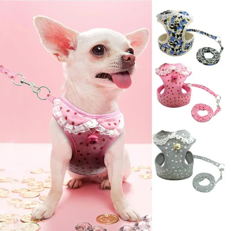 TPFOCUS Pet Harness Lesh Cute Lace Puppy Vest Traction Rope for Small Medium Dogs Cats Soft Breathable Mesh | Дом и сад