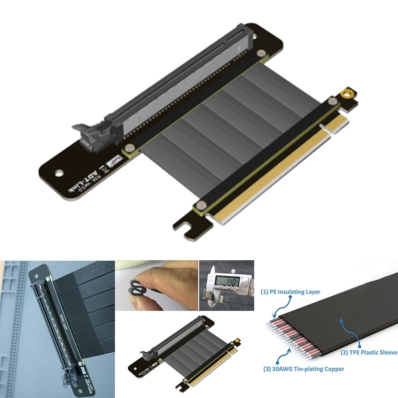 

R33SA image Card Extension Cable, High-Speed Stable Pci X16 to X16 Adapter Cable for Itx A4 Mini Chassis
