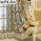 Европейские вышитые кофейные золотые тюлевые занавески для гостиной Роскошная Прозрачная Вуаль оконная обработка пользовательские Cortinas AD620H