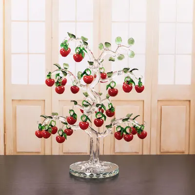 30pcs Single trunk Стеклянная вишня с кристаллами дерево фигурки ремесла фэншуй орнамент домашний Декор рождественские новогодние подарки, сувениры Декор Орнамент - Цвет: 30pcs Single trunk