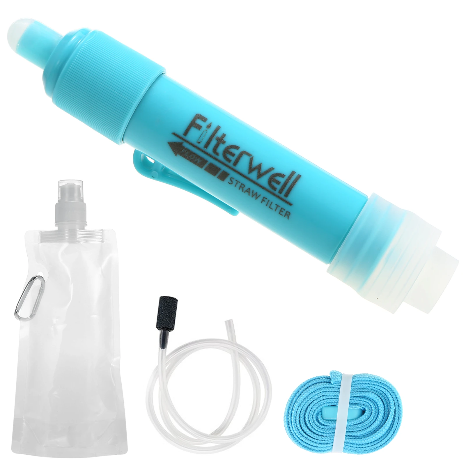 

Outdoor Water Filtration System Water Filter Straw Purifier with Drinking Pouch for Emergency Preparedness Camping Backpacking