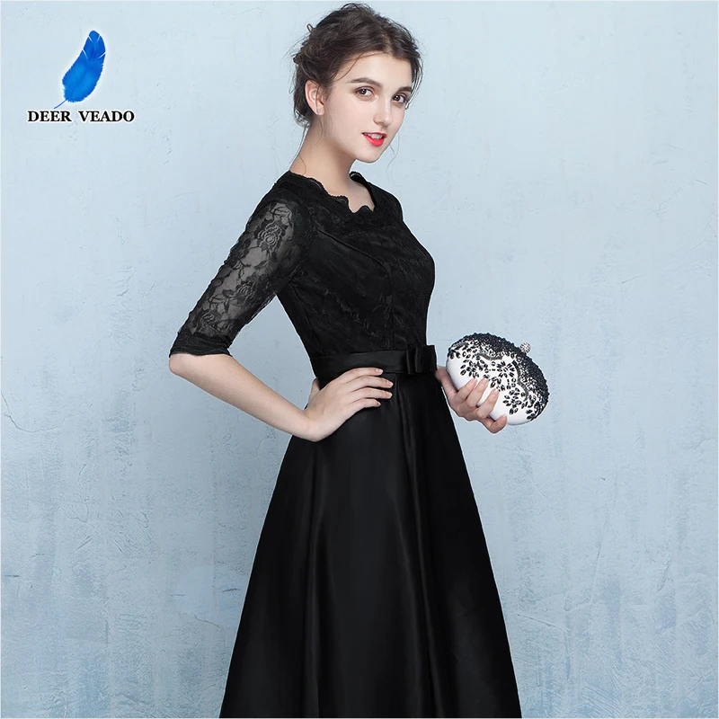 Женское вечернее платье DEERVEADO Длинное Черное для особых случаев YM301E|black formal evening