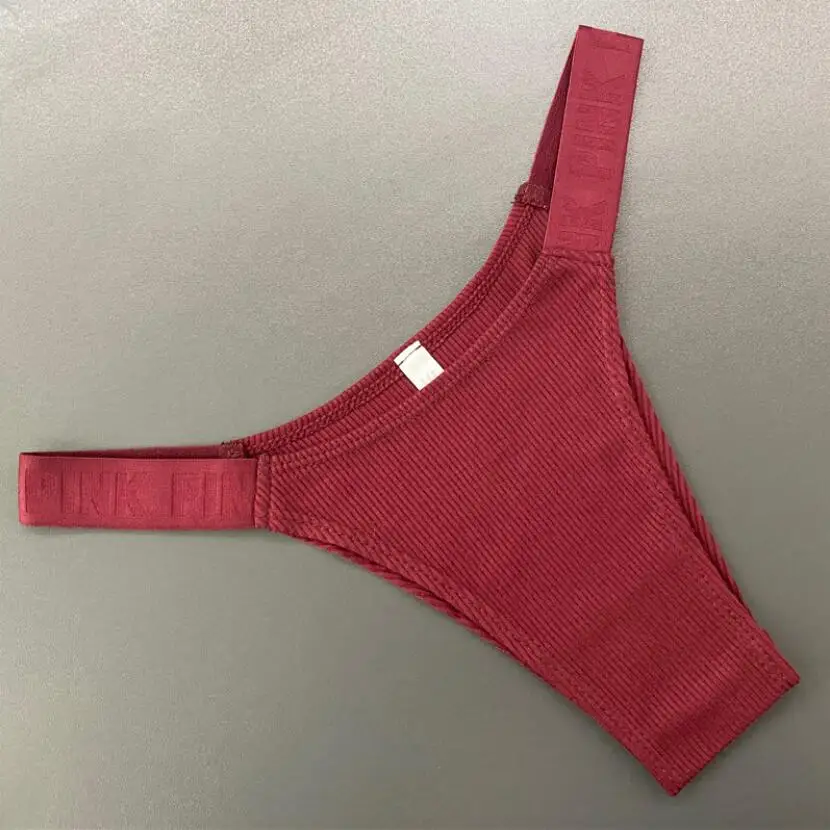 

Cotton Thong for Women Briefs Comfort Flex Fit Sexy Low Waist Solid Underpants Pink Female Panties