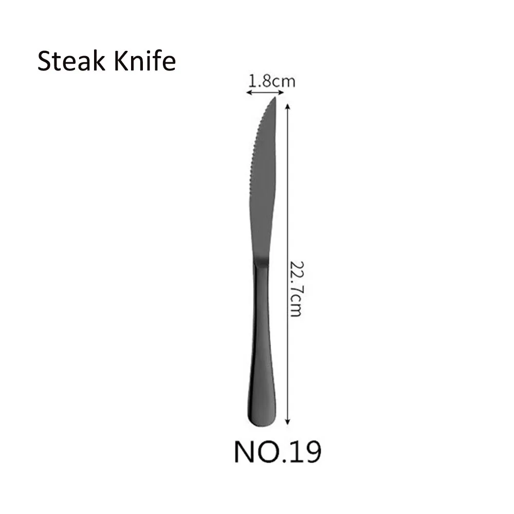 NO19 Steak Knife Обеденный из нержавеющей стали вилка Корея красочные десерт пирог вилка длинная ручка Золотой синий черная Вилка Набор для отеля вечерние Прямая - Цвет: NO19 Steak Knife