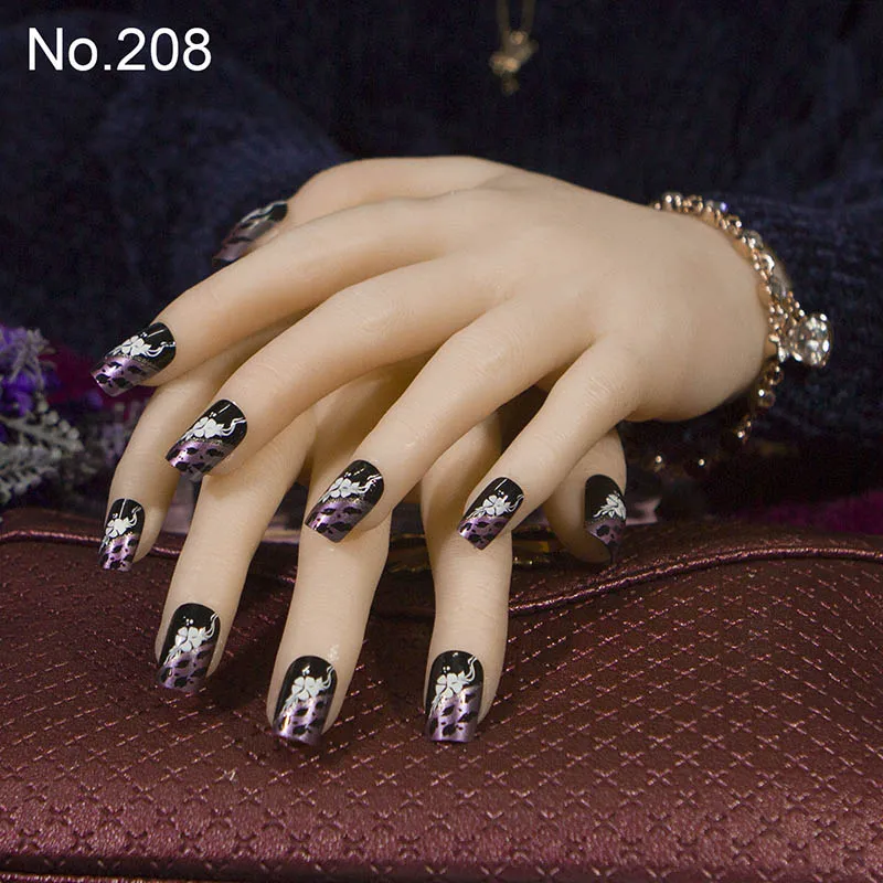 24 шт./корт. С 1 клейким краном нажмите на квадратные накладные ногти 10 размеров с