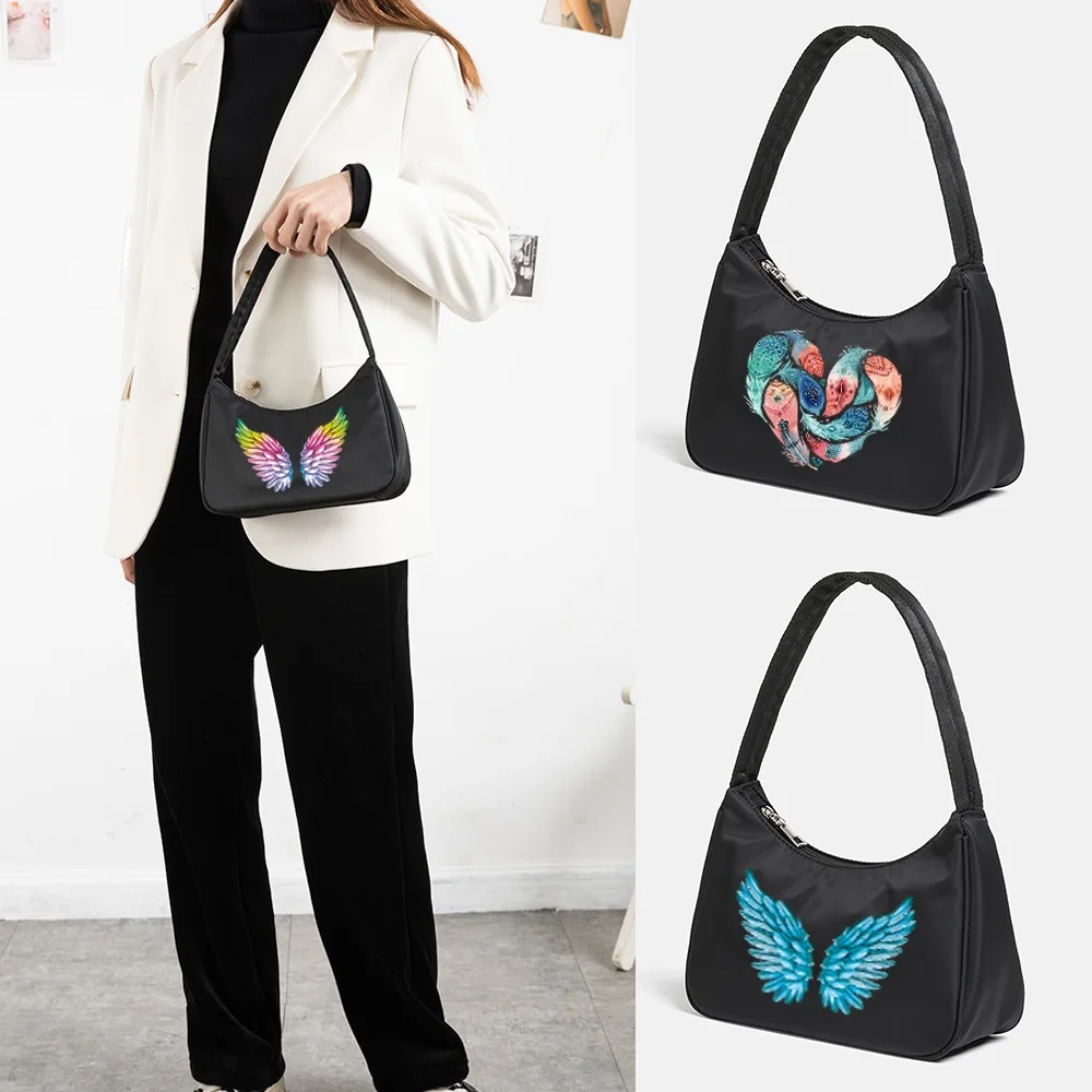 

2022 Fashion Feather Print Underarm Shoulder Bags Women Practical Underarm Bag Shopping Handbag Sundries Harajuku Daily Tote Bag