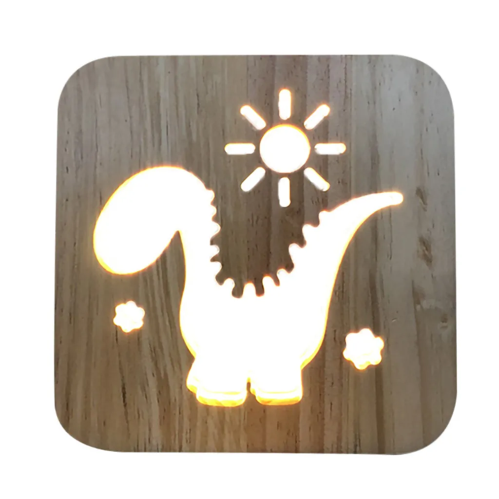 Деревянный светодиодный светильник Firya в форме лося рыбы краба динозавра